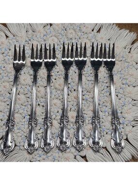 Lot of 7 Salem VICTORIA Cocktail Seafood Fork  Stainless Steel Flatware Set